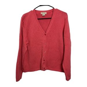 Eddie Bauer Barbie Pink Knit Button Up Cardigan Size Large